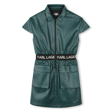 KARL LAGERFELD Vestido para niña con cinturon y cierre verde
